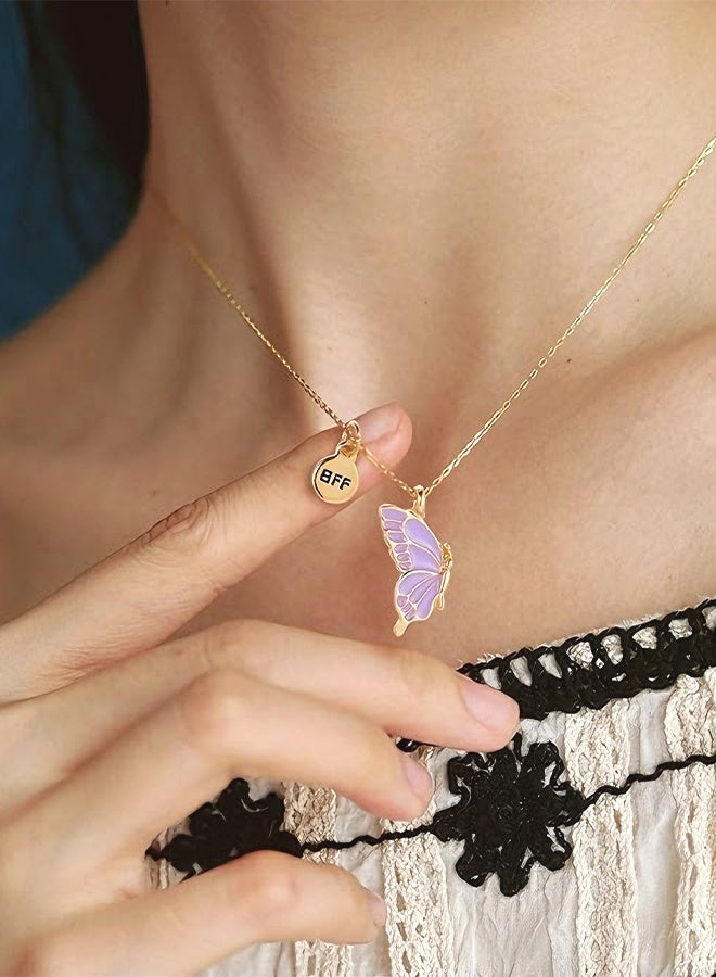 BFF Necklace and Bracelets for 2 Butterfly Friendship Necklace Bracelet Best Friend Necklace Matching Necklace Bracelets Gifts for Birthdays & Special Occasions - Image 4